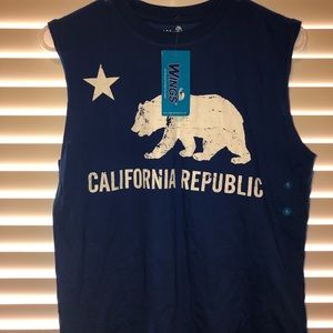 Sleeveless Blue Graphic T-shirt